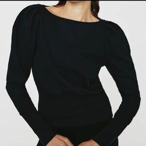 Adriano Goldshmeid AG Black Walker Sweatshirt Puff Sleeve Sweatshirt SZ M